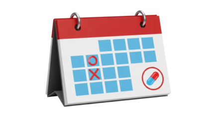 Isolated calendar reminder for healthcare medicine concept schedule planner date time