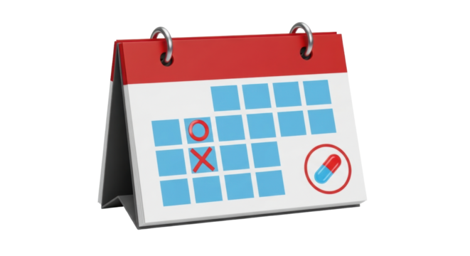 Isolated calendar reminder for healthcare medicine concept schedule planner date time