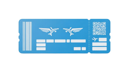 Isolated Airline passenger ticket, flight details and travel booking data for trip vacation