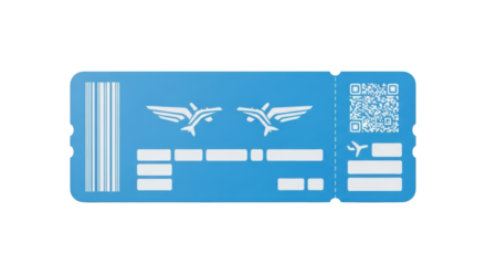 Isolated Airline passenger ticket, flight details and travel booking data for trip vacation