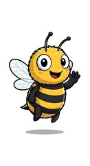 Fototapeta premium Cheerful Cartoon Bee Waving Hello with a Friendly Smile.