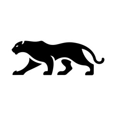 Fototapeta premium Illustration of a panther or cougar in a walking stance isolated on white background. Design element for emblem, sign, poster, badge. Vector illustration