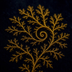 Intricate Fractal Patterns Forming from Crystallized Gold Wires on Black Velvet