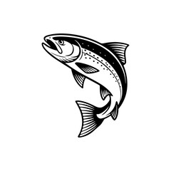 Fototapeta premium Illustration of a salmon isolated on white background. Design element for emblem, sign, poster, badge. Vector illustration