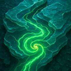 Extreme of Bioluminescent Liquid Flowing Through Translucent Ice