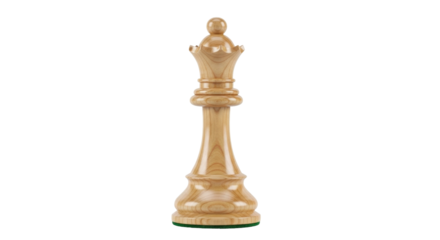 Isolated Wooden Chess Queen Piece close up studio shot for boardgame strategy play