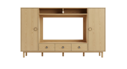 Isolated wooden entertainment center furniture, stylish storage cabinet for living room