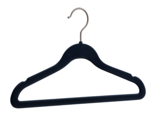 Contoured velvet hanger designed to keep blouses and shirts securely in place.