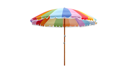 Colorful Beach Umbrella, isolated on transparent background