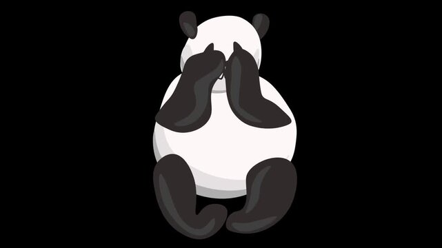 Motion video with a panda and emotions. Animation with an animal in vector graphics.