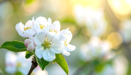 Obraz premium Blossoming apple flowers in sunlight