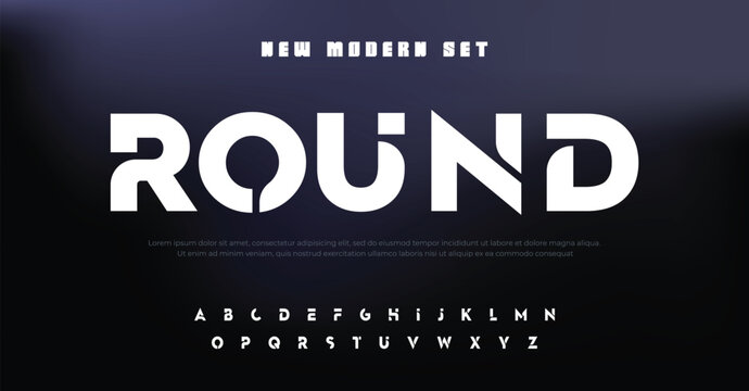 Round, Abstract technology science alphabet font. digital space typography vector illustration design


