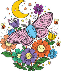 Colorful Moth Night Garden Art