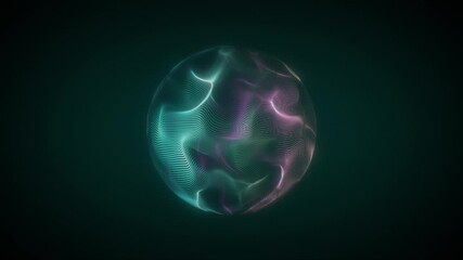 Cyan and purple color shimmering energy sphere with glowing wavy lines and magic plasma sci-fi loop able futuristic orb and voice control animation  - Powered by Adobe