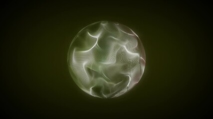 olive green color shimmering energy sphere with glowing wavy lines and magic plasma sci-fi loop able futuristic orb and voice control animation - Powered by Adobe