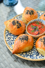 Traditional eastern food Samsa (Samosa) - Uzbek cuisine