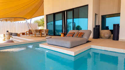 Luxury resort with swimming pool located in Qatar