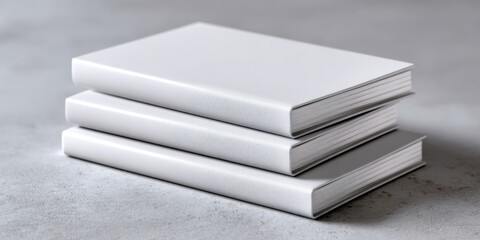 Minimalist Blank Notebooks with Soft Cover Displayed on a Smooth Gray Surface for Creative Design Inspiration