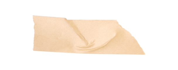 Gray adhesive tape isolated on a transparent PNG background. Torn masking tape, paper sticker with ripped edges. Realistic scotch template mockup for labels, messages, text, and design elements.
