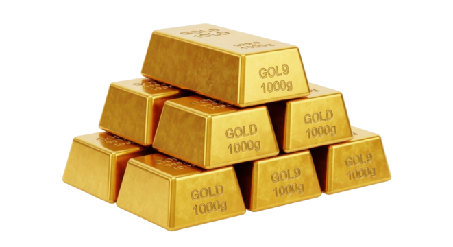 Isolated stack of gold bars showing wealth and value a treasure in a money finance concept