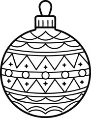 Christmas Bauble Line Art, Christmas Bauble Line Art Vector Illustration - Holiday, Winter, Festive Design