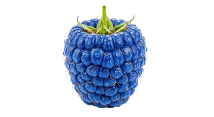 Isolated dew-covered blue raspberry, a fresh fruit with a vibrant color, healthy sweet snack