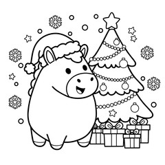 Cute Pony Christmas Tree Coloring