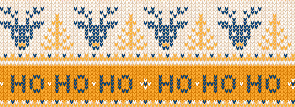 Fototapeta Fair Isle Knitted Pattern, Cozy Nordic Winter Texture. Scandinavian Christmas Sweater Seamless Design, White, Blue, Yellow Knit. Cozy Winter Fair Isle Background, Knitted Pattern Vector Illustration