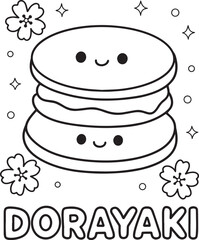 Kawaii Dorayaki Japanese Sweet Art coloring page