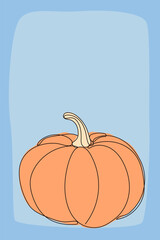 Line Art Pumpkin. Happy Halloween Holiday Greeting Card Element. Autumn Thanksgiving Party Mascot Contour. Seasonal Vegetable Food Icon. One Continuous Outline Drawing Modern Design. Halloween Decor	
