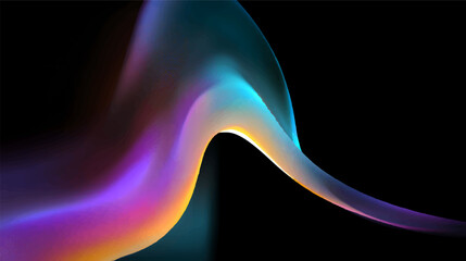 A smooth, flowing abstract design with vibrant colors including blue, purple, and orange against a black background