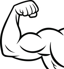 Strong Arm Flex Illustration – Fitness Power Symbol for Gym, Bodybuilding, and Strength Training Brands.  Resize and Editable, EPS 10.