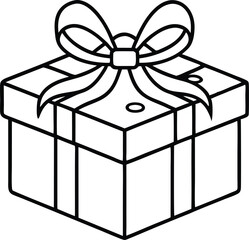Christmas Gift Box Line Art - Minimalist Present Outline - Holiday, Birthday, and Celebration Design 