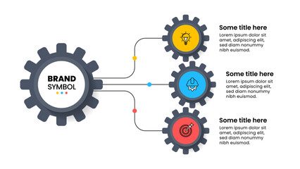 Infographic template. 3 connected gears with icons