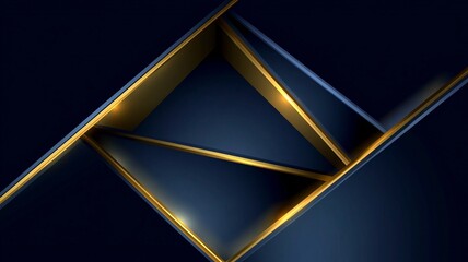 Luxury Dark Blue and Gold Geometric Abstract Background for Modern Business Design, Poster, Web Banner, Presentation, Branding