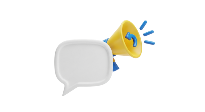 Isolated megaphone and speech bubble representing an announcement or communication concept