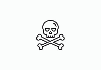 Bold skull and crossbones icon conveys danger and warning, perfect for Halloween or edgy designs, adding a touch of rebellious spirit to any project