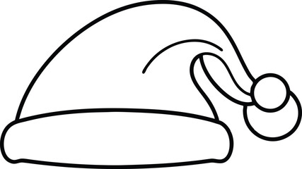 Christmas Hat Line Art, Santa Hat Outline Vector, Minimalist Holiday Design.