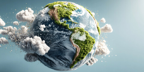 Bright depiction of planet Earth emblematic of ecology and environmental rescue on Earth Day