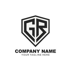 Geometric Shield Logo With Interlocking GR Monogram For Corporate Brand Identity