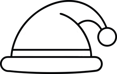 Christmas Hat Line Art, Santa Hat Outline Vector, Minimalist Holiday Design.