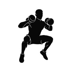 Silhouette of a Man Doing Dumbbell Squat Exercise Fitness Training Graphic