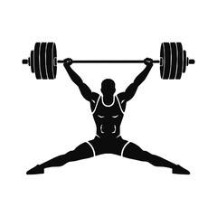 Weightlifter Silhouette Performing Snatch Power and Strength Training Illustration