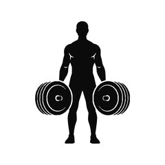 Silhouette of a Strong Man Lifting Weights Fitness Icon Vector Illustration