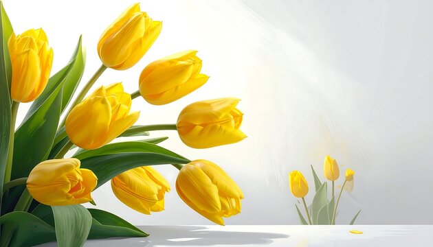 Bouquet of yellow tulips