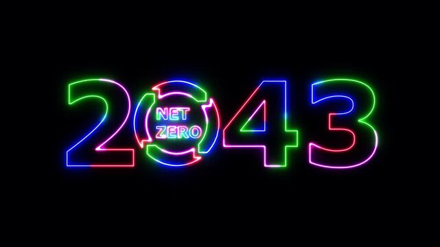 2043 neon line text. Abstract 2043 neon text animation ,Four color neon Glowing neon number text background Mk video animated .Happy new year 2043 greetings new year ... See