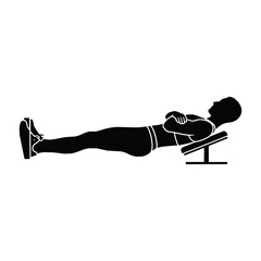 Declined Sit Up Exercise Silhouette Illustration for Core Strength and Fitness