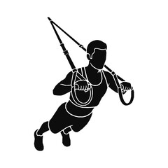 Man Exercising with Suspension Straps Fitness Training