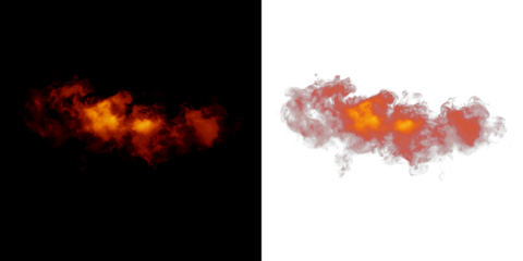 Fiery smoke overlay with vibrant orange and red hues, blending seamlessly on black and white backgrounds, ideal for creative design projects and visual storytelling
