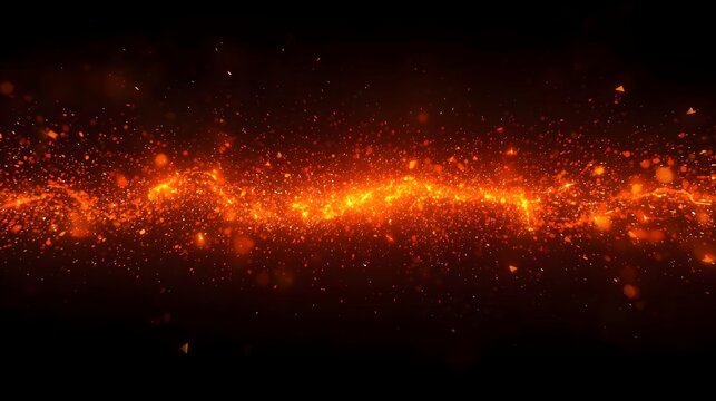 A dynamic overlay of vibrant, glowing fire sparks, rendered with a cinematic aesthetic, set against a dark background, ideal for adding dramatic flair to video edits.